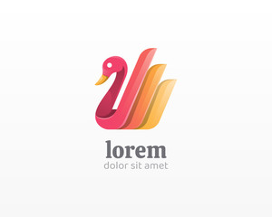 Duck logo. Creative colorful animal icon