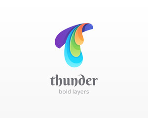 Letter t logo. Creative colorful letter mark with layers.