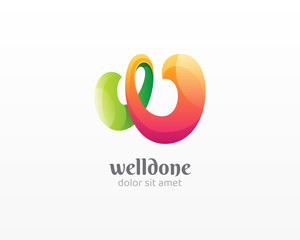 Letter w logo. Abstract colorful letter mark vector icon.