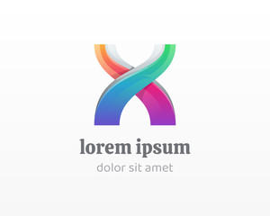 Letter x logo. Creative colorful 3d letter mark icon.