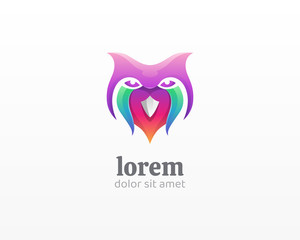 Obraz premium Owl logo. Creative colorful bird vector icon.