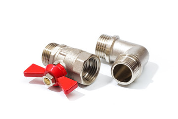 Plumbing inlet pipe valve, isolated on white background - IMAGE
