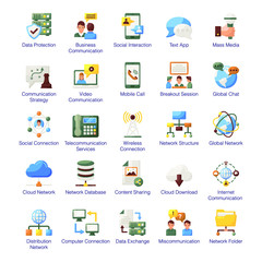 Pack Of Communication Flat Icons 