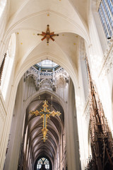 Antwerp, Belgium interior arches and vaulted ceiling of the Cathedral of our lady