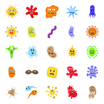 
Pack Of Microorganism Flat Icons 

