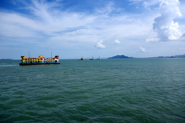 Départ du port de Butterworth pour l'ile de Penang, malaisie