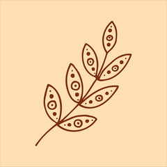 Single hand drawn element of folk flowers and trees. Doodle hand-draw illustrations in vector. Design for background, packaging, weddings, fabrics, textiles, wallpaper, website, postcards.