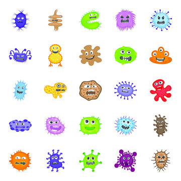 

Pack Of Bacteria Flat Icons 

