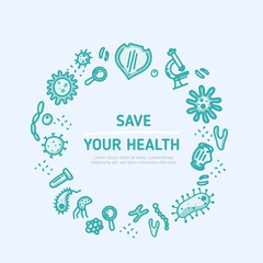 Fototapeta premium Medicine Pharmacy background, healthcare circle pattern, doctor cover , drugstore banner, hospital report
