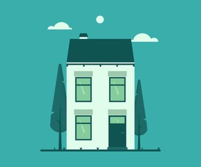 House and tree plant background  - vector illustration
