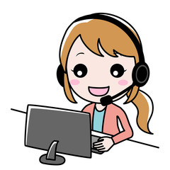 ヘッドフォンとマイクを装着したテレフォンオペレーター