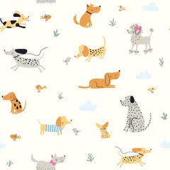 Wall murals Dogs Cute little dogs. Vector seamless pattern