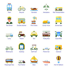 Pack Of Transport Flat Icons 