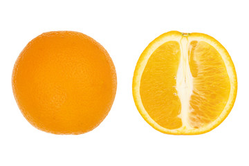 Sliced orange citrus isolated on the white background