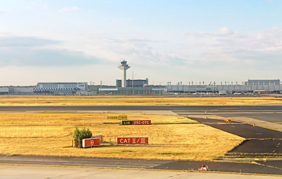 FRANKFURT, GERMANY - AUGUST 12, 2013: Airport in Frankfurt, Germany in the morning