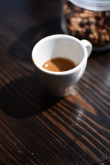 A cup of aromatic coffee for lunch