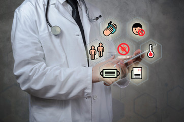 Covid-19 prevention. Medical doctor offer advice online about new coronavirus.