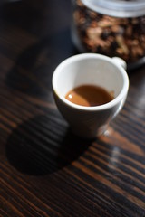 A cup of aromatic coffee for lunch