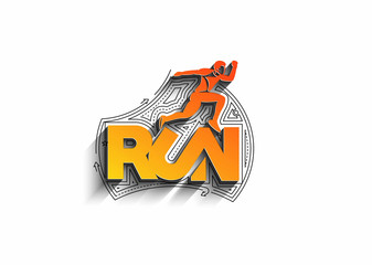 Sport and activity man runner jogger running isolated line art drawing, Vector Illustration.
