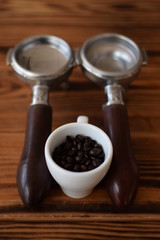 A cup of aromatic coffee for lunch