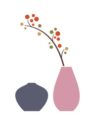 Two vases with a plant in stylized geometric shapes