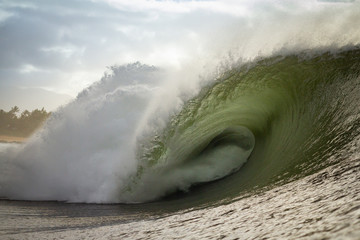 huge barrelling wave