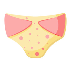 Cute baby panties. Nappy isolated on white background. Cartoon clothes for the newborn. Vector illustration. Great for children's design: greeting cards, postcards, stickers, banners, posters.