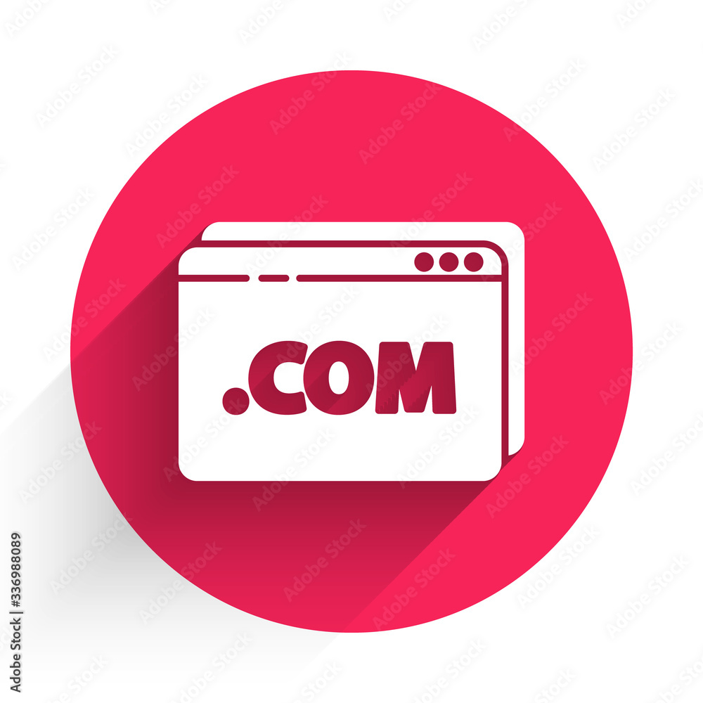 Poster white website template icon isolated with long shadow. internet communication protocol. red circle b