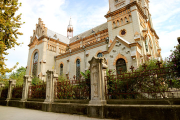 Fototapeta na wymiar Stunning Facade of Batumi Cathedral of the Mother of God in Batumi City, Adjara Region, Georgia