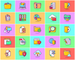 Set Of Folders Flat Icons 