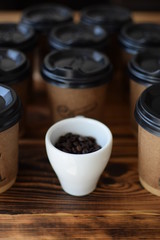 A cup of aromatic coffee for lunch