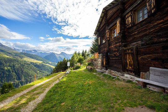 a small village in the sun. Stafel, Switzerland, July 27, 2017