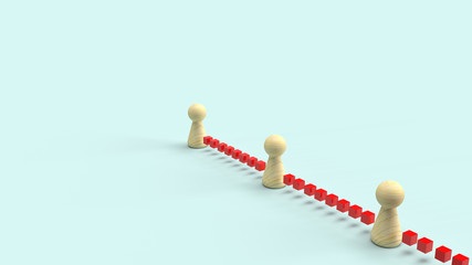 Obraz premium wood toy on blue background 3d rendering for social distance content.