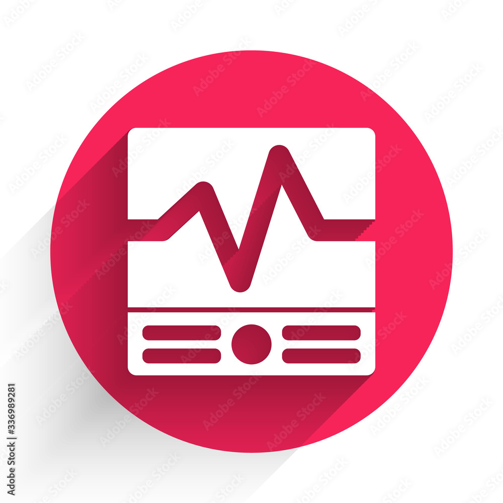 Poster white electrical measuring instruments icon isolated with long shadow. analog devices. electrical ap