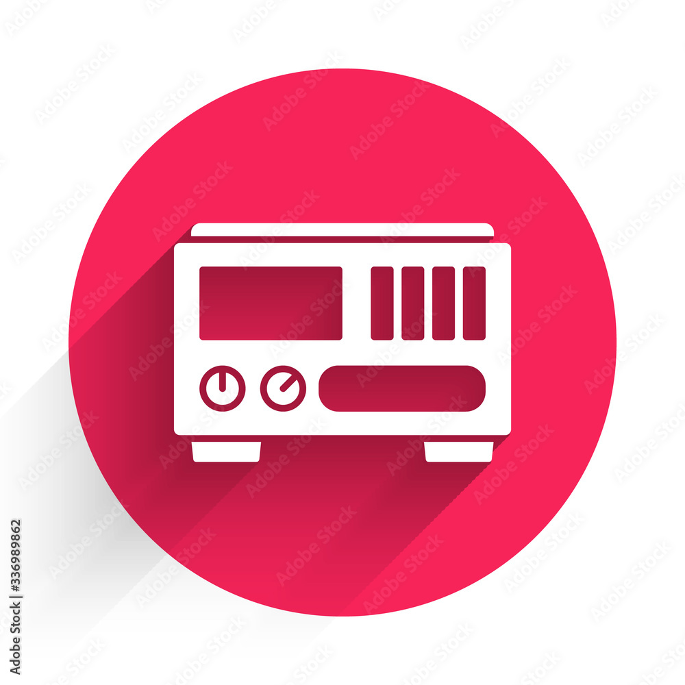 Poster white electrical measuring instruments icon isolated with long shadow. analog devices. electrical ap