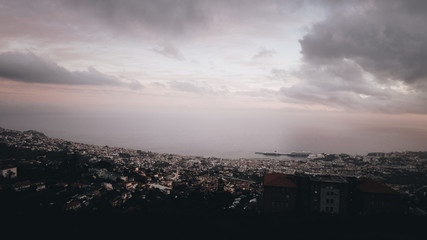 Sunset on the island of Madeira / sea view / panorama 