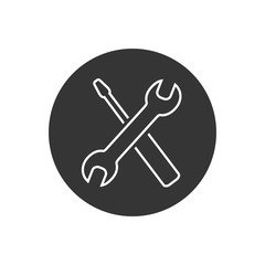 Screwdriver with key line icon symbol. Premium quality isolated equipment element in trendy style.