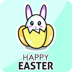 easter bunny with easter egg vector template