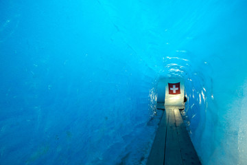 the Rhone glacier in Switzerland in the summer,