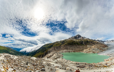 Fototapeta na wymiar the Rhone glacier in Switzerland in the summer,