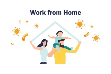 Home quarantine. Crown Virus (Covid 19) campaign to stay home. lifestyle that you can do at home to stay healthy. Vector flat design