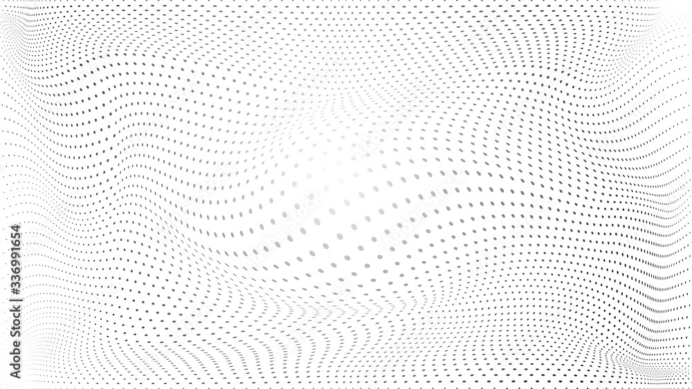 Poster abstract halftone wave dotted background. modern monochrome background. futuristic grunge pattern, d