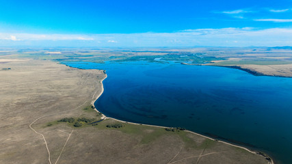 aerial view of the river