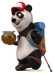 Fun 3D panda backpacker cartoon character © Julien Tromeur
