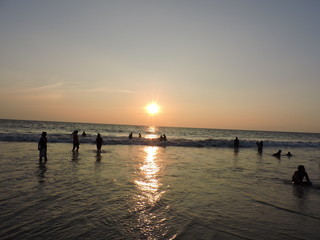 Obraz premium Beautiful sunset beach, Evening sea, Vacation