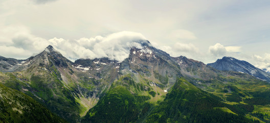 green mountains of switzerland, summer landscape in europe