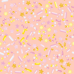 Sprinkle Cupcake Donut Topping. Seamless Pattern 