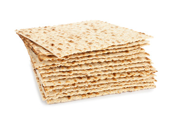 Passover matzos isolated on white. Pesach celebration