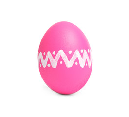 Pink egg for Easter celebration isolated on white