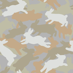 Bunny camouflage seamless vector pattern - 336994472